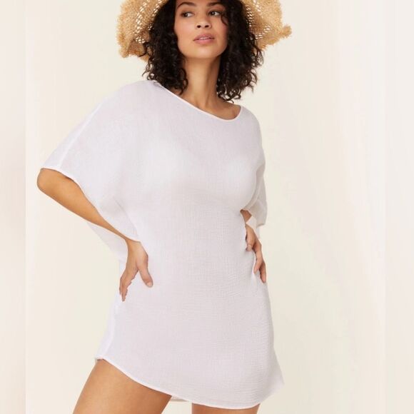 Andie Other - Andie White Magdalena Cotton Crinkle Gauze Kaftan Sz S/M NWT